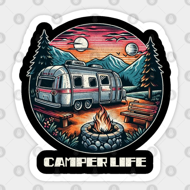 Airstream camper sunset Sticker by Tofuvanman